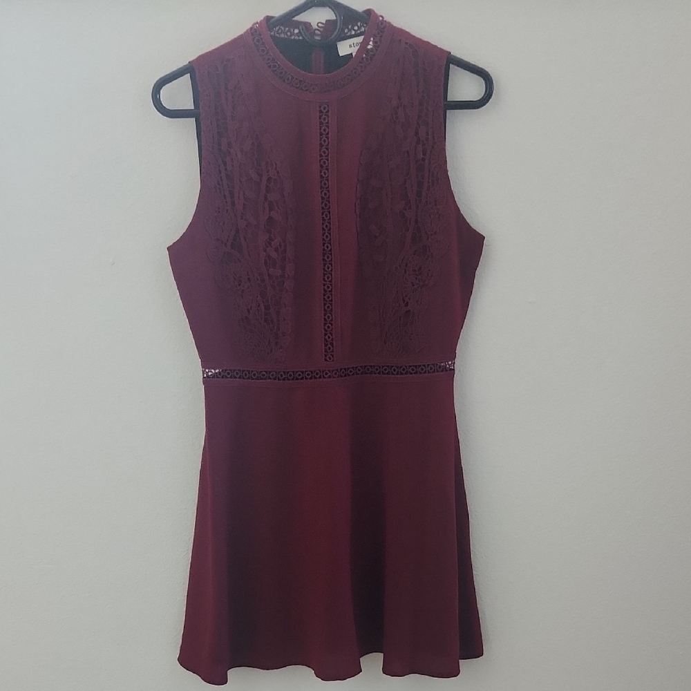 Storee Burgundy Lace Dress